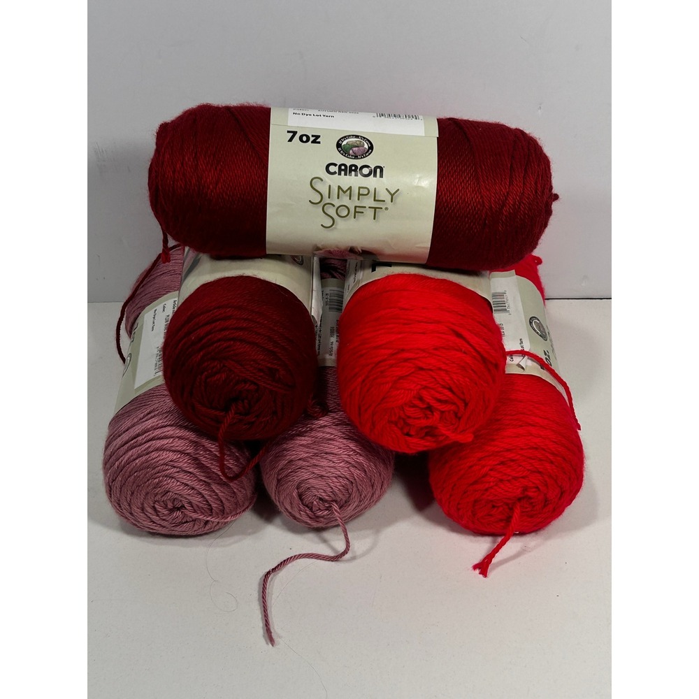 Caron Simply Soft Yarn Lot 6 Skeins Autumn Red Plum Wine 7oz Worsted 4 Ply